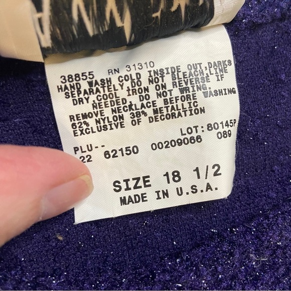 Amy Too! Vintage purple metallic knit short sleeve mini dress 18 1/2 - Picture 6 of 10